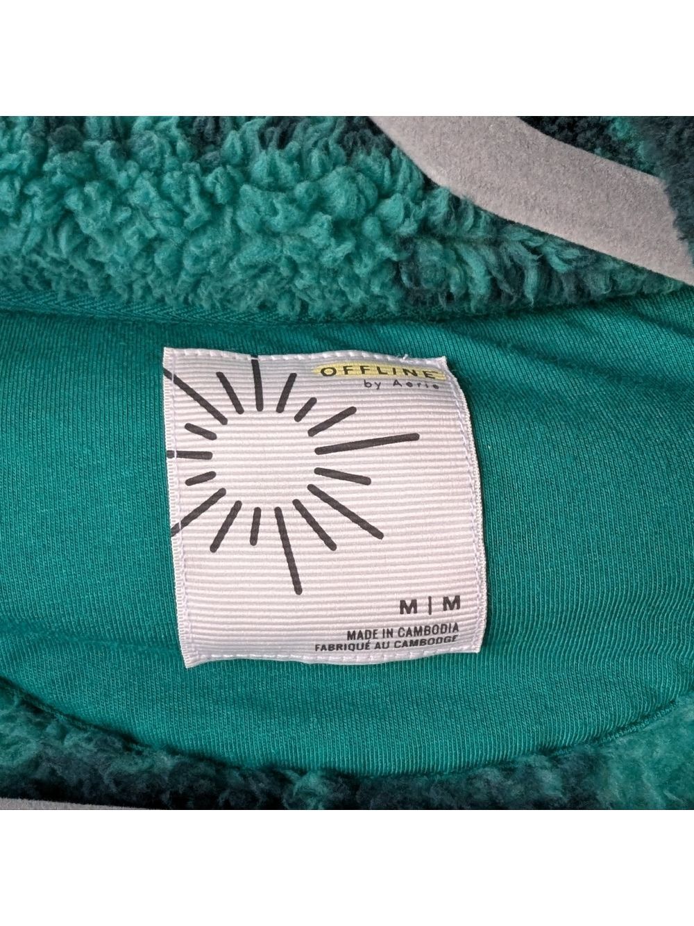 Aerie Offline American Eagle Fluffy Quarter Zip Pullover Sweatshirt Green Medium - Picture 6 of 8